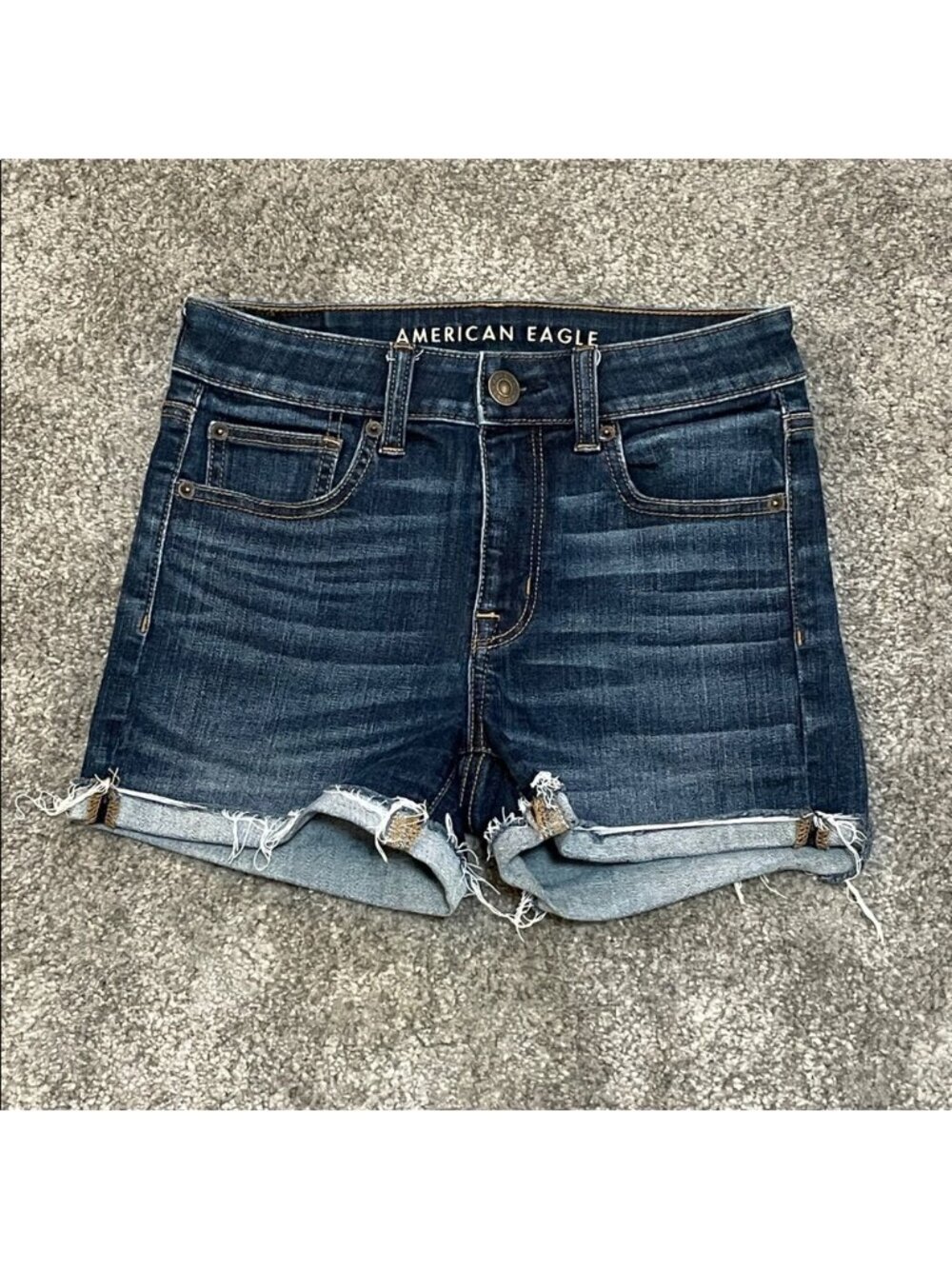 EC American Eagle Hi Rise Shortie Shorts - Dark Wash - Size 2